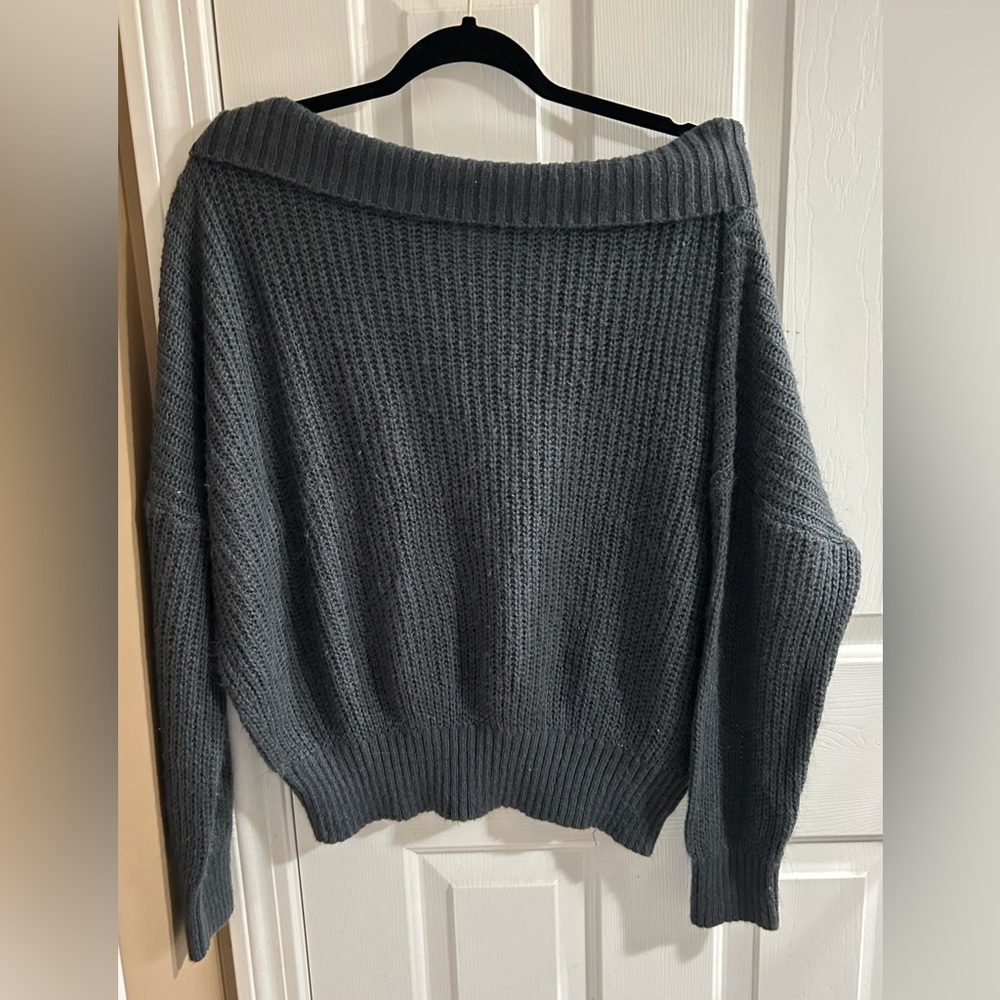 Off the shoulder fold over sweater